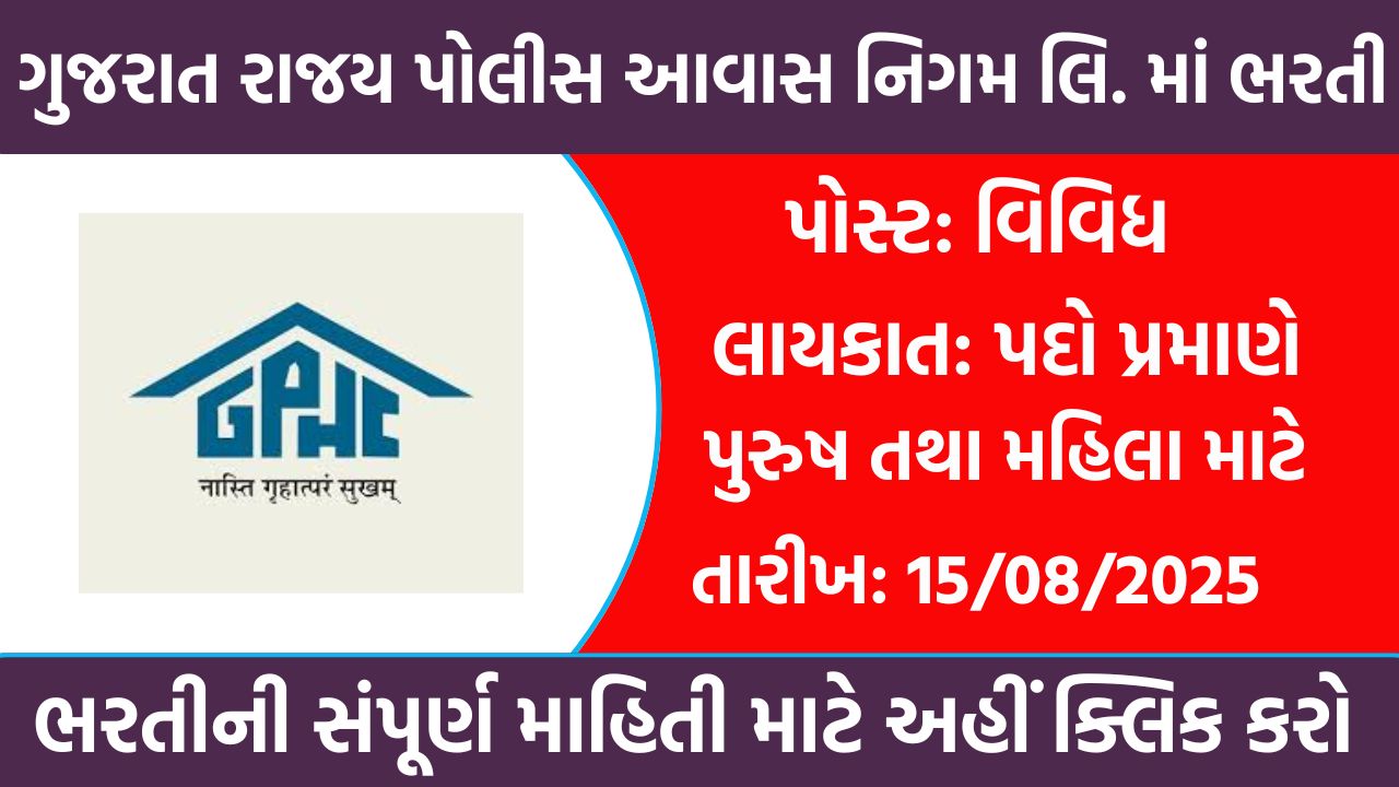Gujarat State Police Housing Corporation Ltd Recruitment